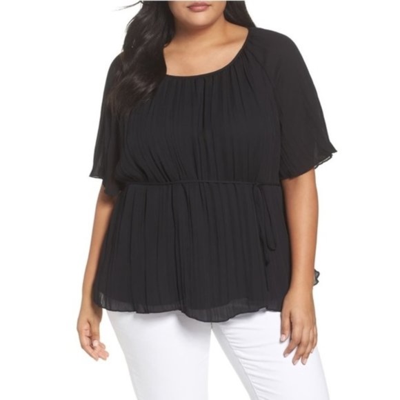 Sejour Crinkle Scoop Neck Top (Plus Size) BOUTIQUE - Picture 1 of 6